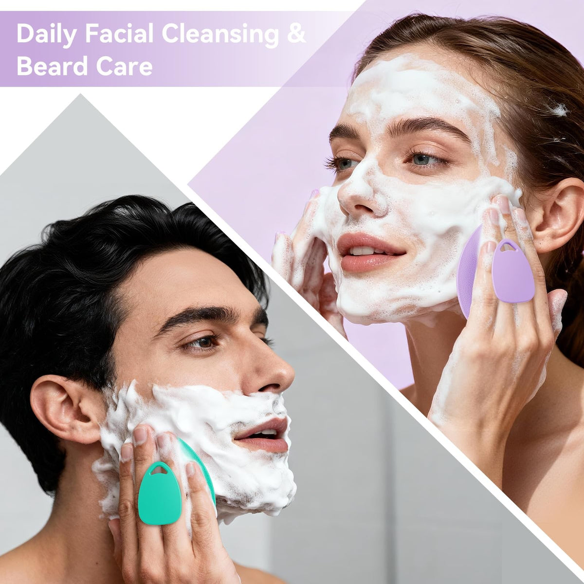 Silicone Facial Cleansing Brush 2 Pack - Gentle Exfoliating & Deep Pore Cleanser