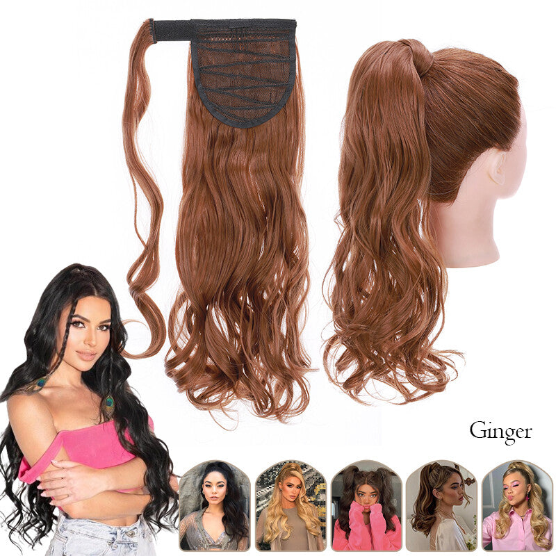 Mega Thick Wrap-On Ponytail Extensions - Natural Human Hair, Curly Wavy Straight