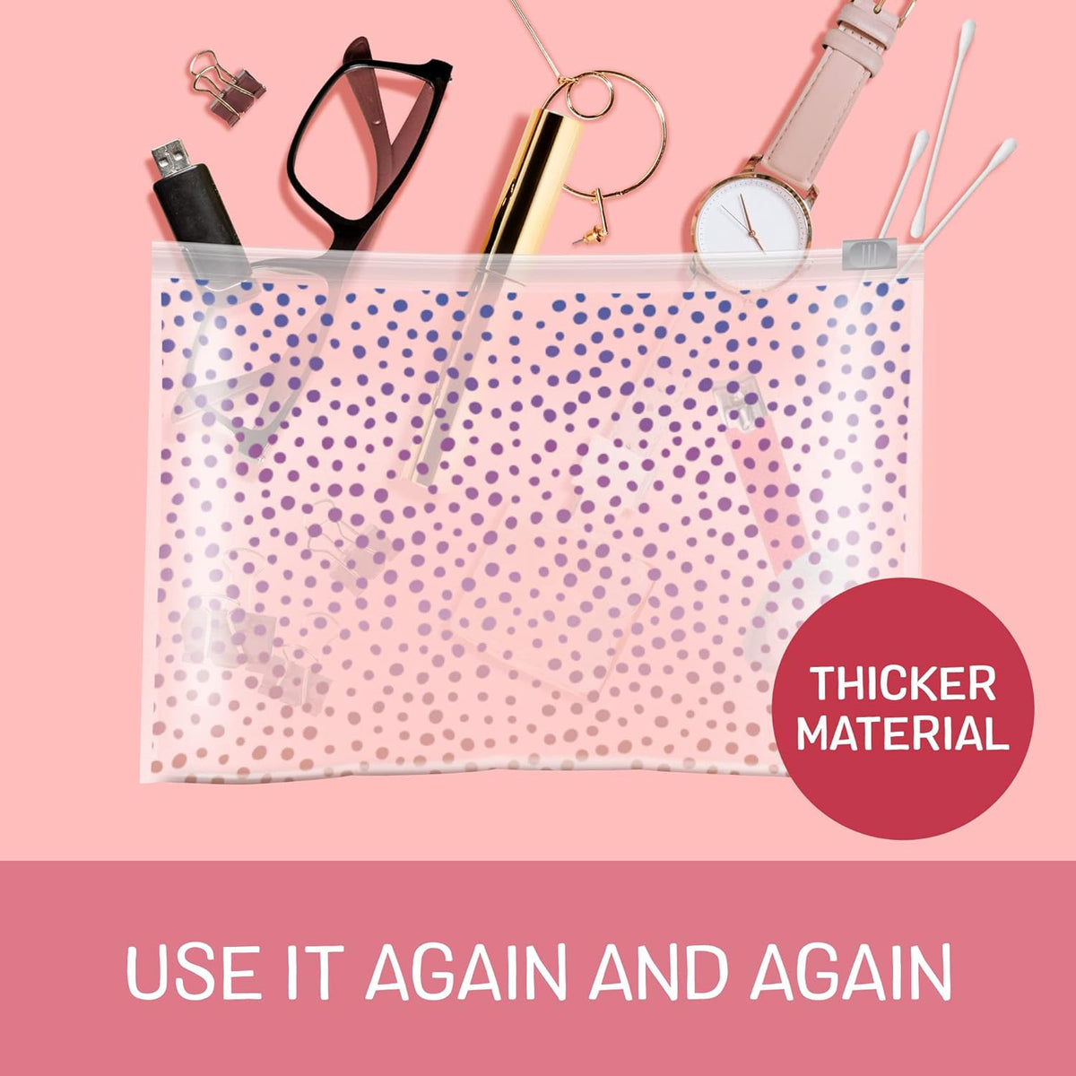 Reusable Travel Makeup & Accessory Bags - Charm Collection 5 Pack