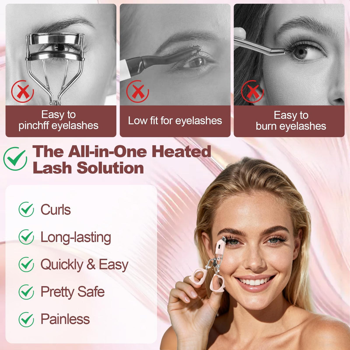 Electric Heated Eyelash Curler with 2 Heat Modes & Long-Lasting Curl