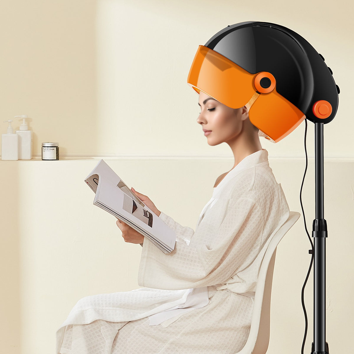 Ionic Hooded Hair Dryer 1875W Salon-Quality Hair Styling with Negative Ions