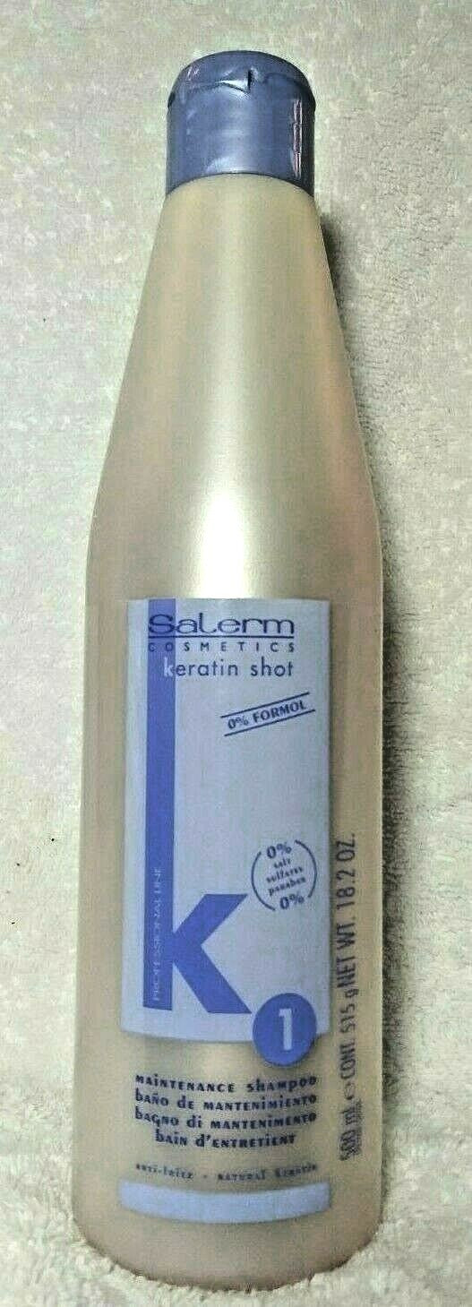 Salerm Keratin Shot 1 Maintenance Shampoo 18.2oz for Hair Straightening & Anti Frizz