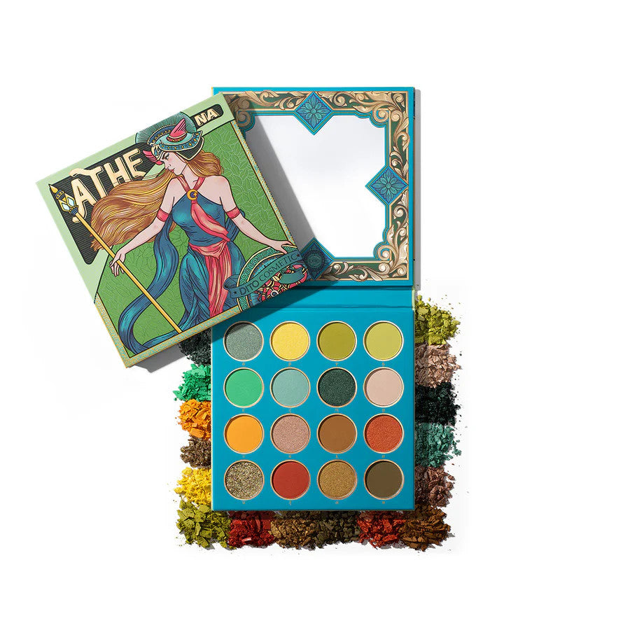 16-Color Highly Pigmented Eyeshadow Palette with Mirror - Matte, Shimmer & Glitter Shades