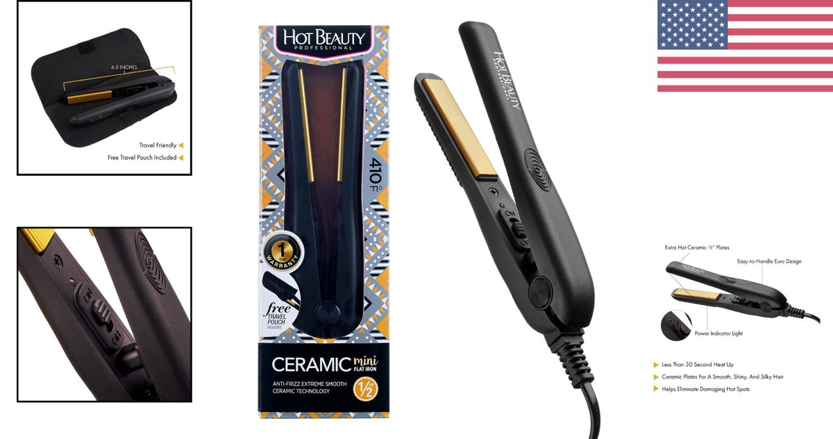 Mini Ceramic Flat Iron - 1/2 Inch Rapid Heating Travel Hair Straightener