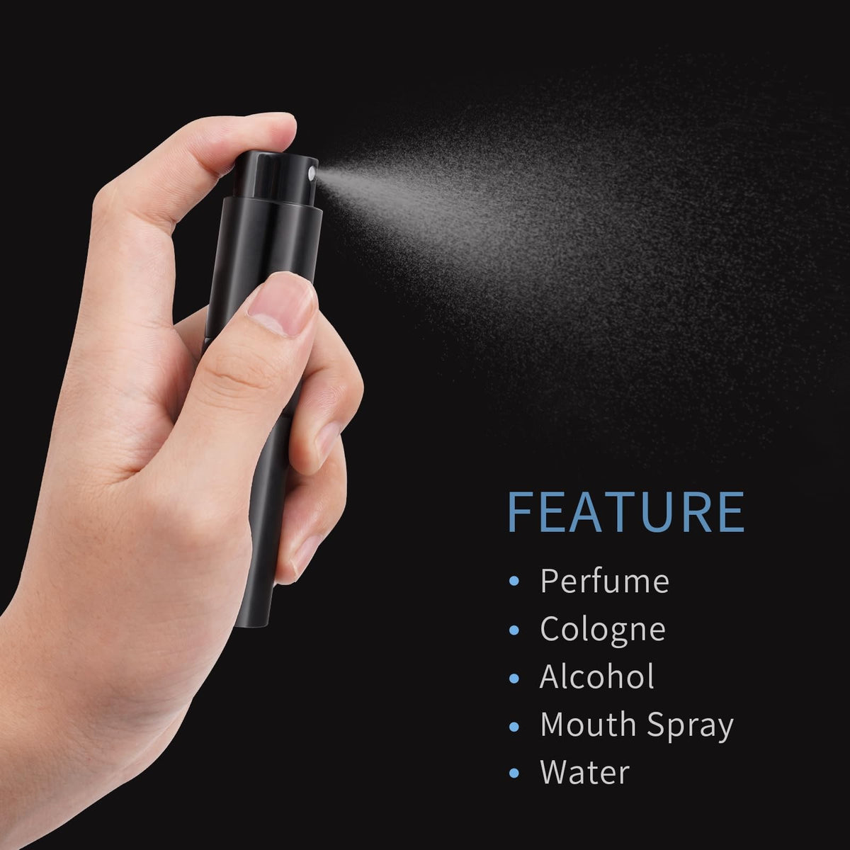 Refillable Travel Perfume Atomizer 8ml Black Portable Spray Bottle