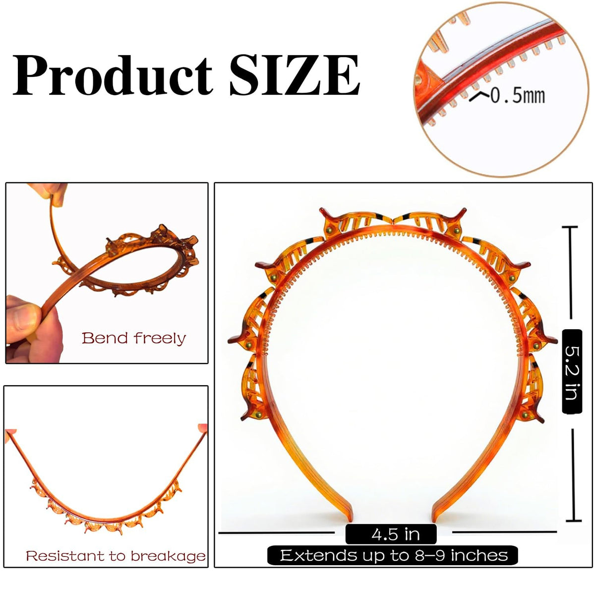 Headband with Clips,2Pcs 2 Count (Pack of 1), ['Black', 'Brown']