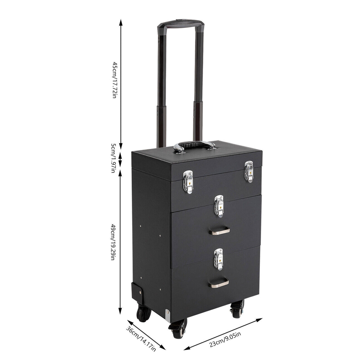 Rolling Makeup Train Case with Aluminum Alloy Storage Organizer and Locking Compartments