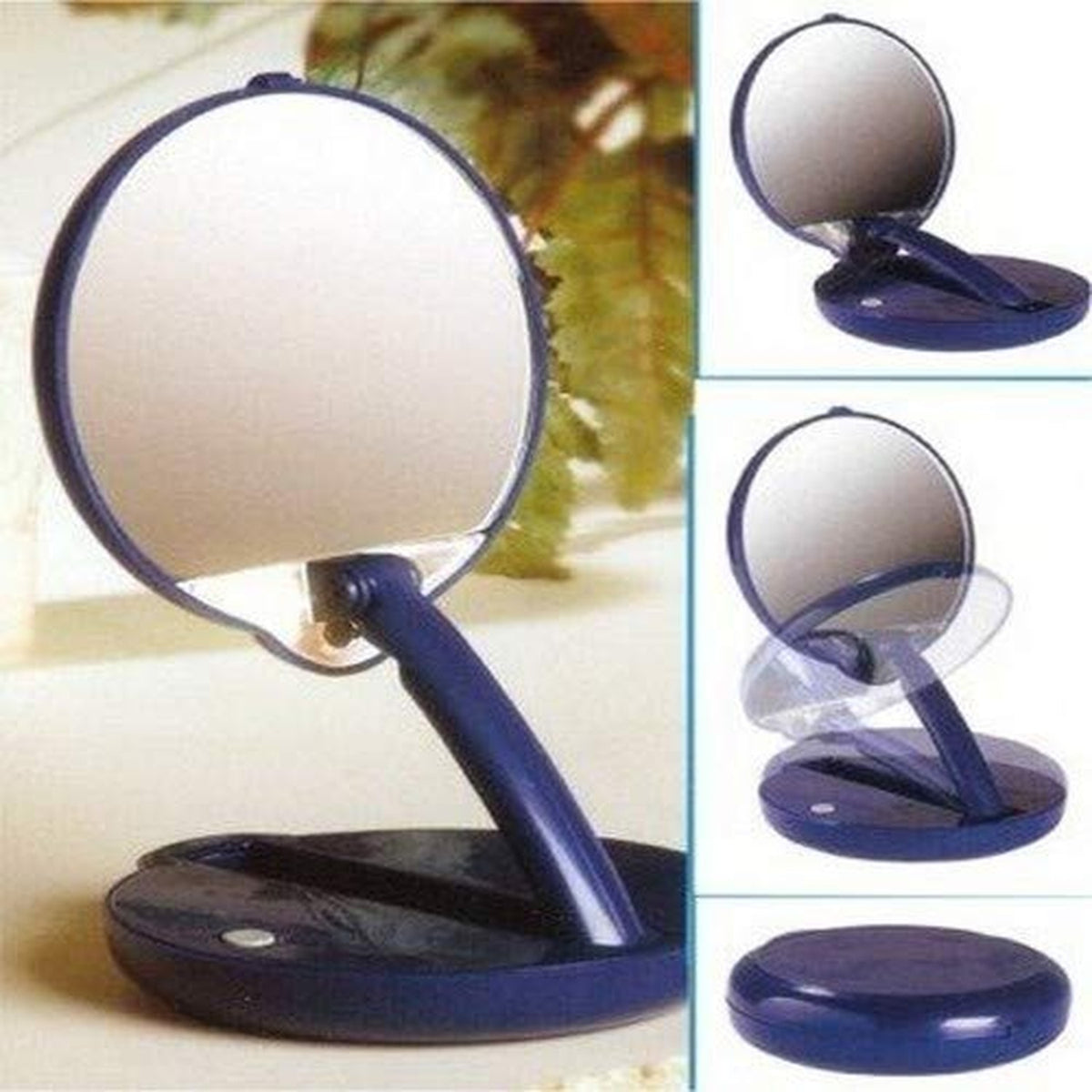 15X Magnifying Tabletop Mirror with LED Lights - Blue, Adjustable & Foldable