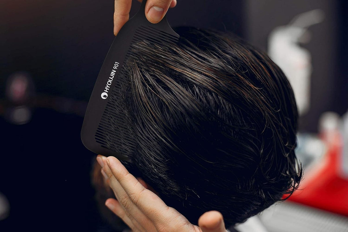 Black Carbon Flat Top Clipper Comb - Heat Resistant for Precision Haircuts