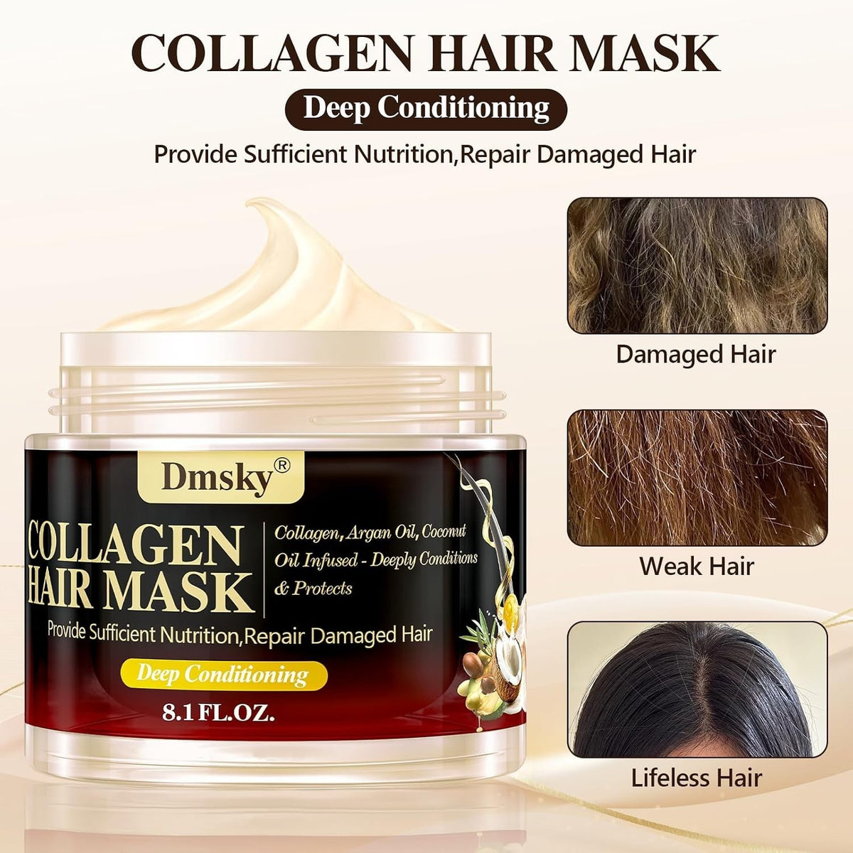 Keratin & Collagen Hair Mask - 2 Pack, 16.2 Fl Oz