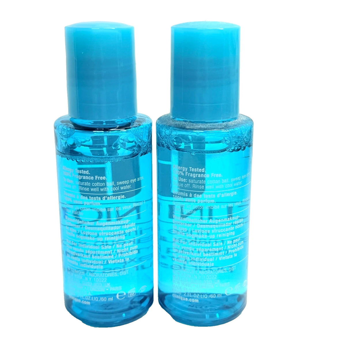 Lot of 2 Clinique Rinse-Off Eye Makeup Remover 2 oz/60 ml - Gentle Eye Makeup Remover
