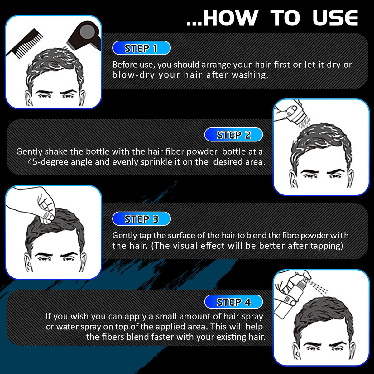 Hair Fibers for Thinning Hair - Black, 0.97 oz