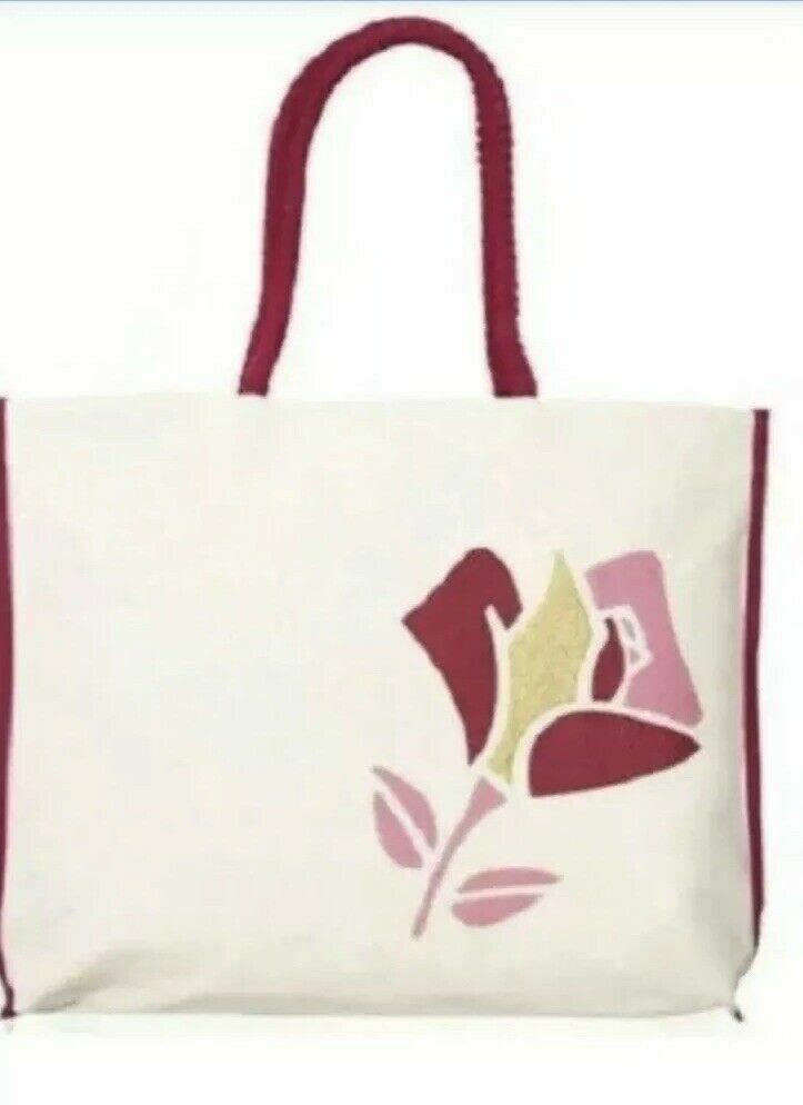 Reusable Cotton Canvas Tote Bag for Travel & Daily Use - Ivory Pink