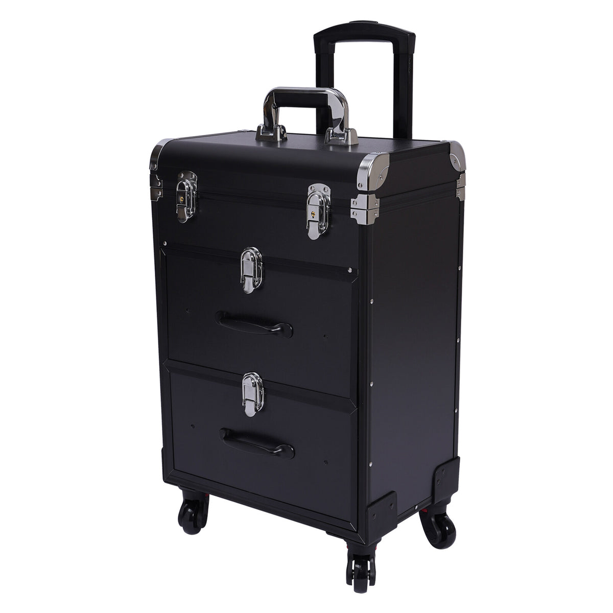Rolling Makeup Train Case with Multiple Layers and Large Capacity - Salon Beauty Organizer