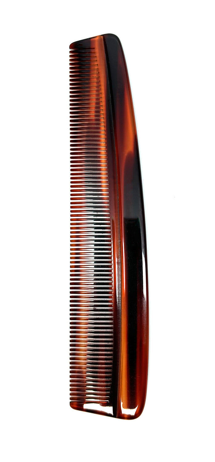 6-Inch Handmade Swiss Tortoise Shell Comb for Medium Hair - Brown