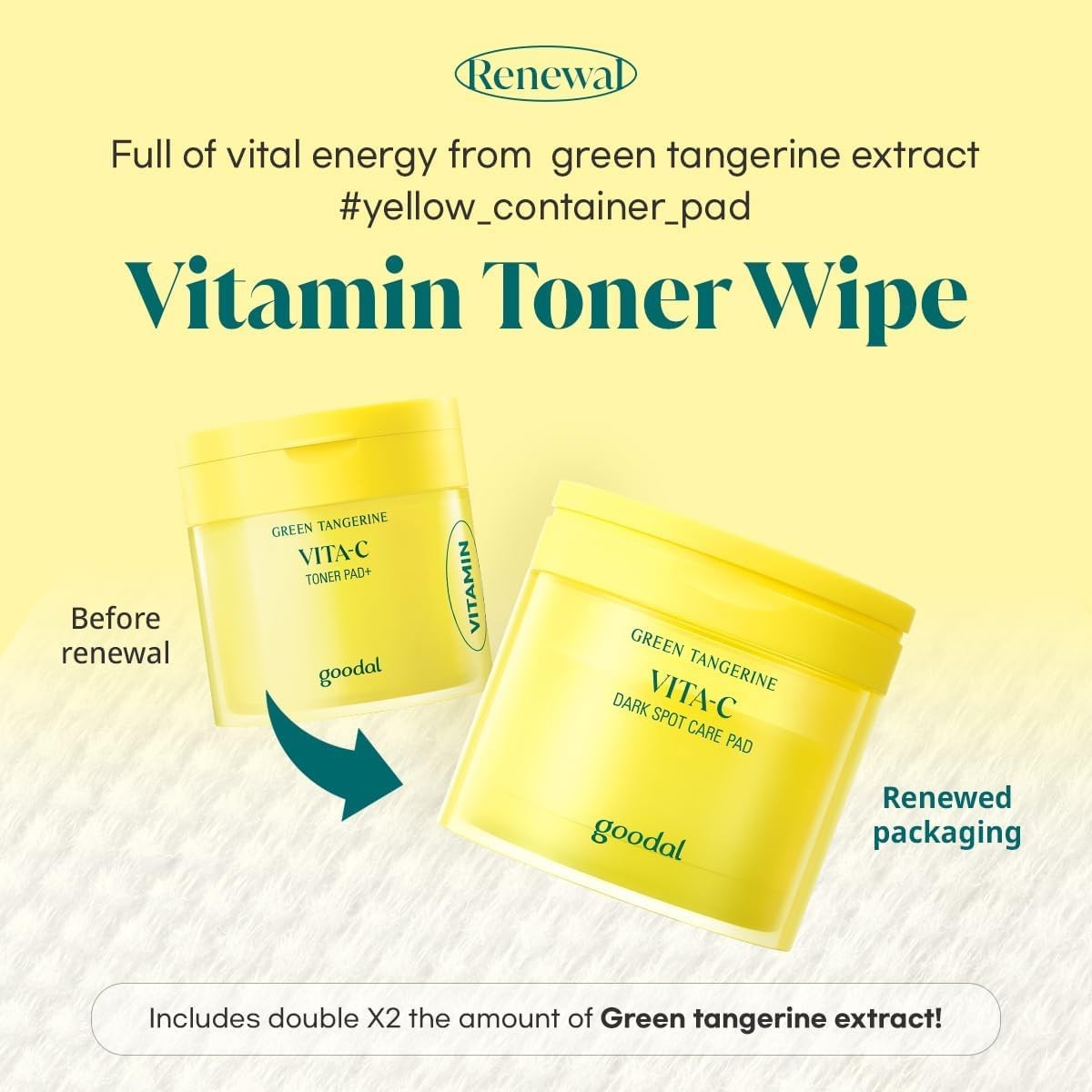 Green Tangerine Vitamin C Toner Pads for Skin Brightening & Exfoliation - 70 Count