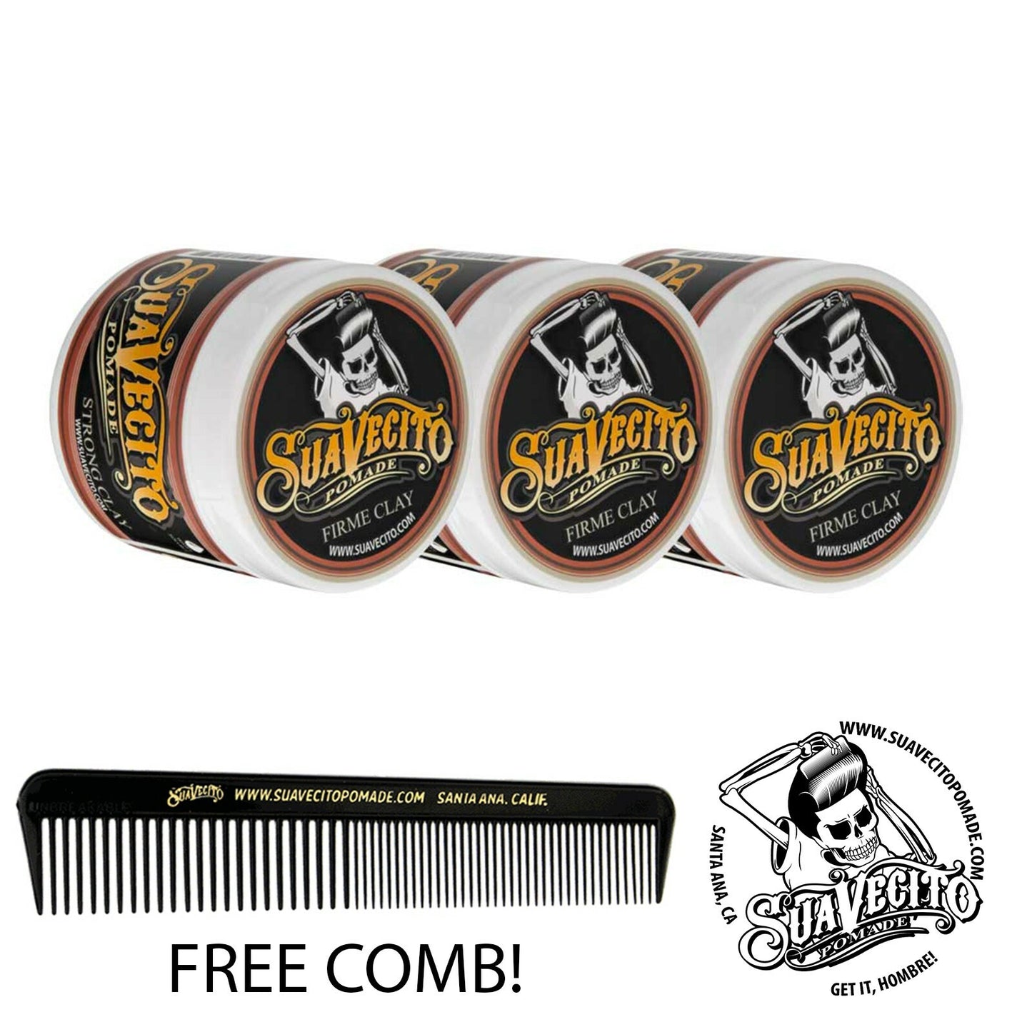 Suavecito Firme Clay Pomade 3 Pack | Matte Strong Hold Hair Styling