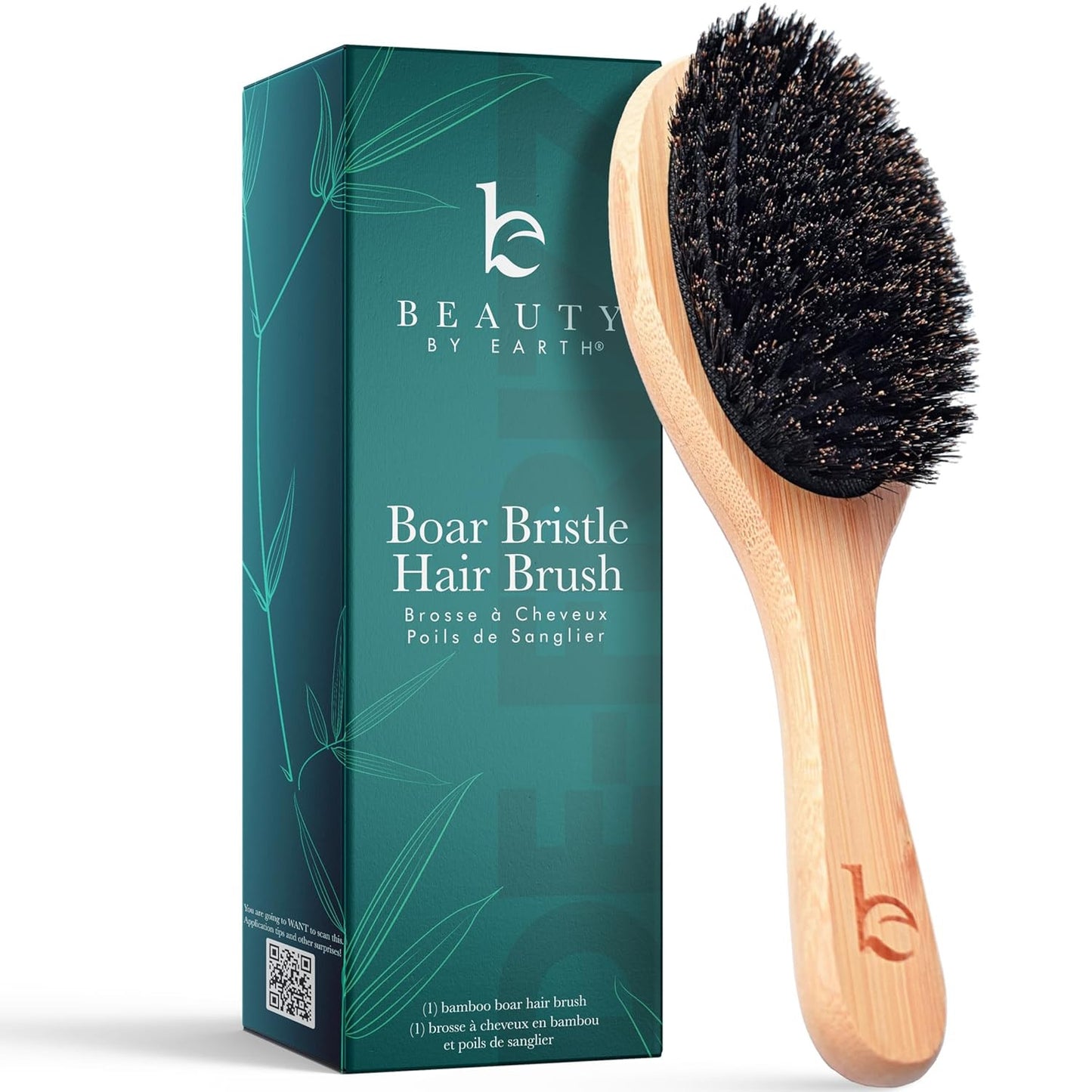 Natural Boar Bristle Hair Brush for Detangling & Frizz Control - Gentle & Eco-Friendly