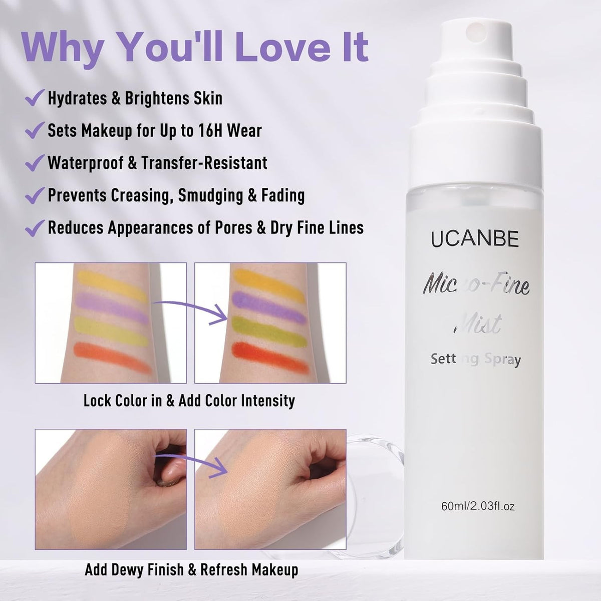 Hydrating Dewy Makeup Setting Spray with Long-Lasting Glow - 60ml