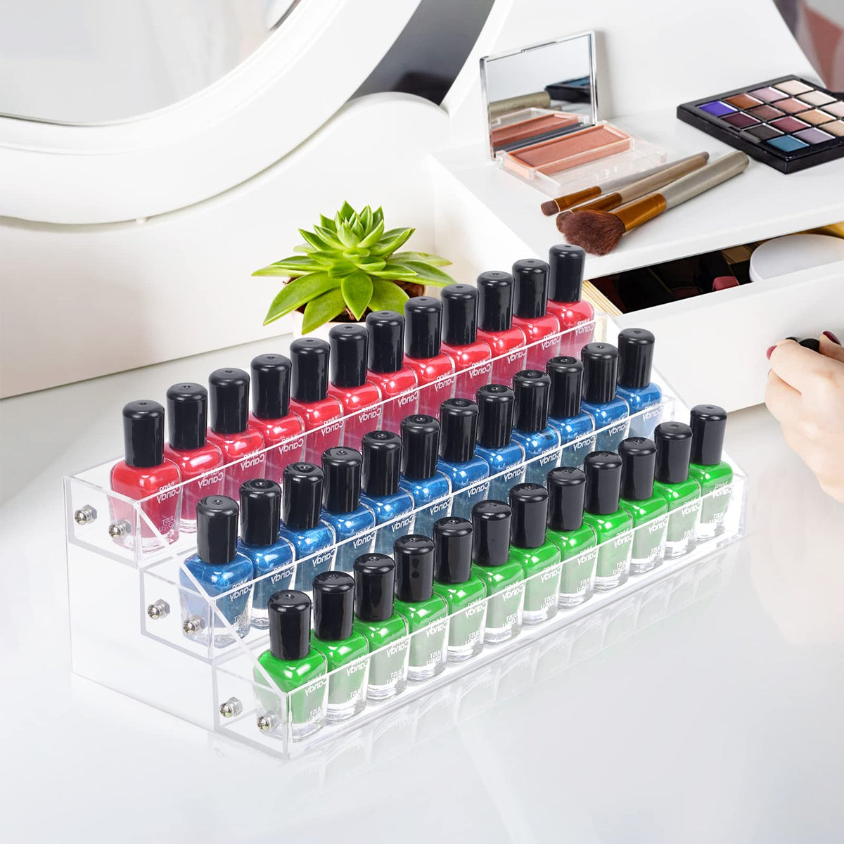 Acrylic Nail Polish Organizer Rack 3-Tier Storage Shelf for Bottles
