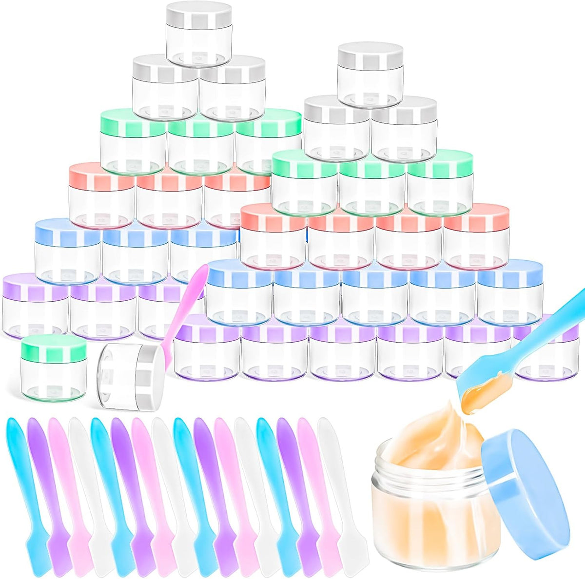 35 Pack 20g Clear Plastic Cosmetic Jars with Lids for Travel, Makeup, and Skincare
