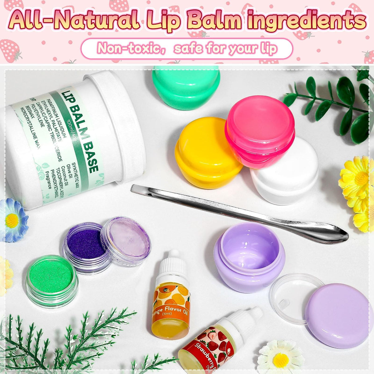 DIY Lip Balm Making Kit for Girls and Women - 39 Pieces, Natural Ingredients