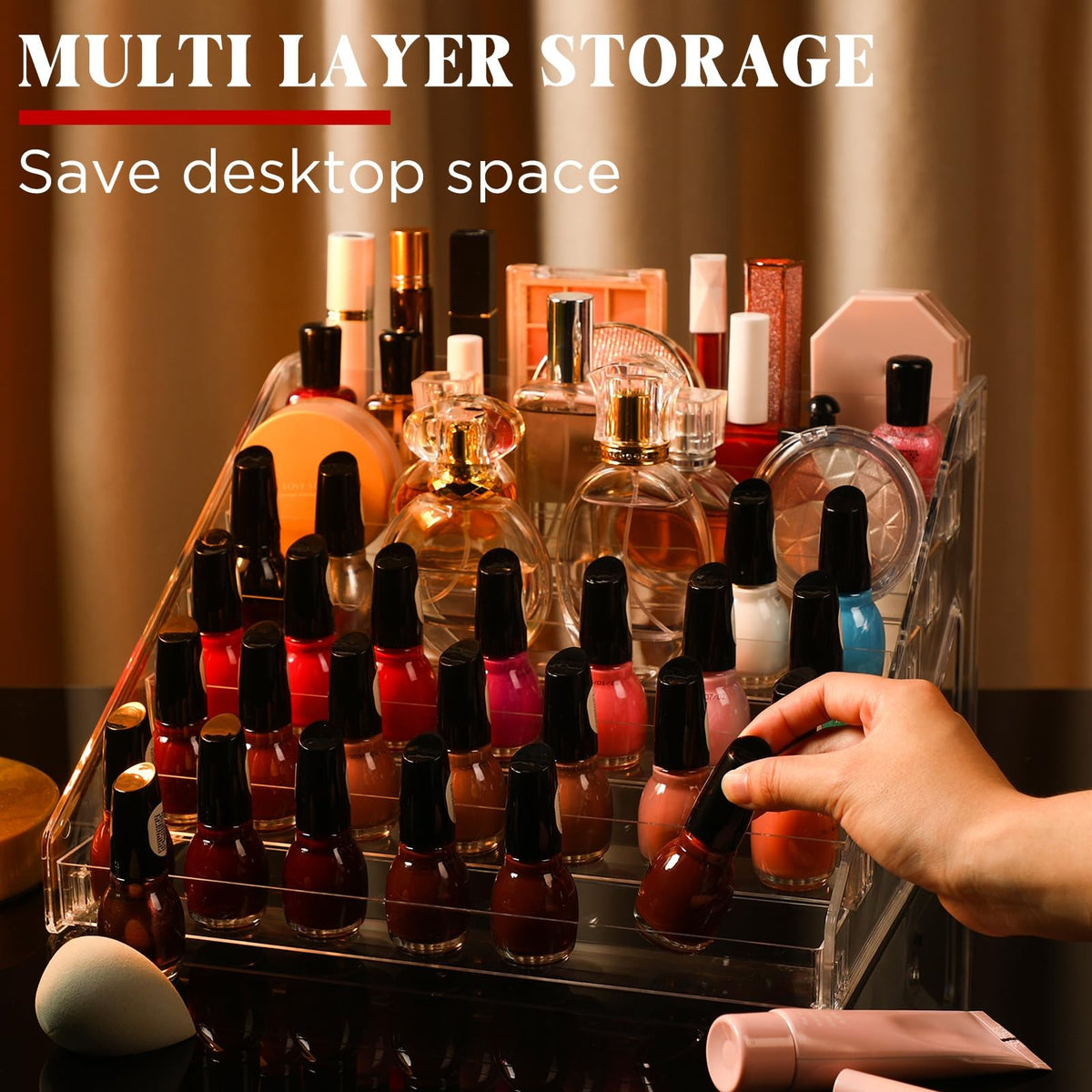 Acrylic 7-Tier Display Stand for Sunglasses, Nail Polish & Small Items, 2 Pack