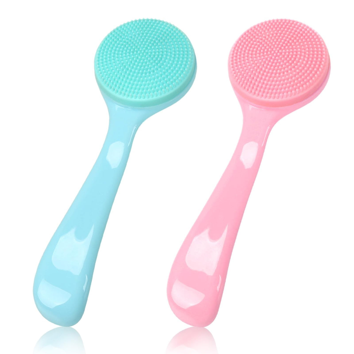 Silicone Facial Cleansing Brush 2 Pack - Pink & Blue Skin Care Tools