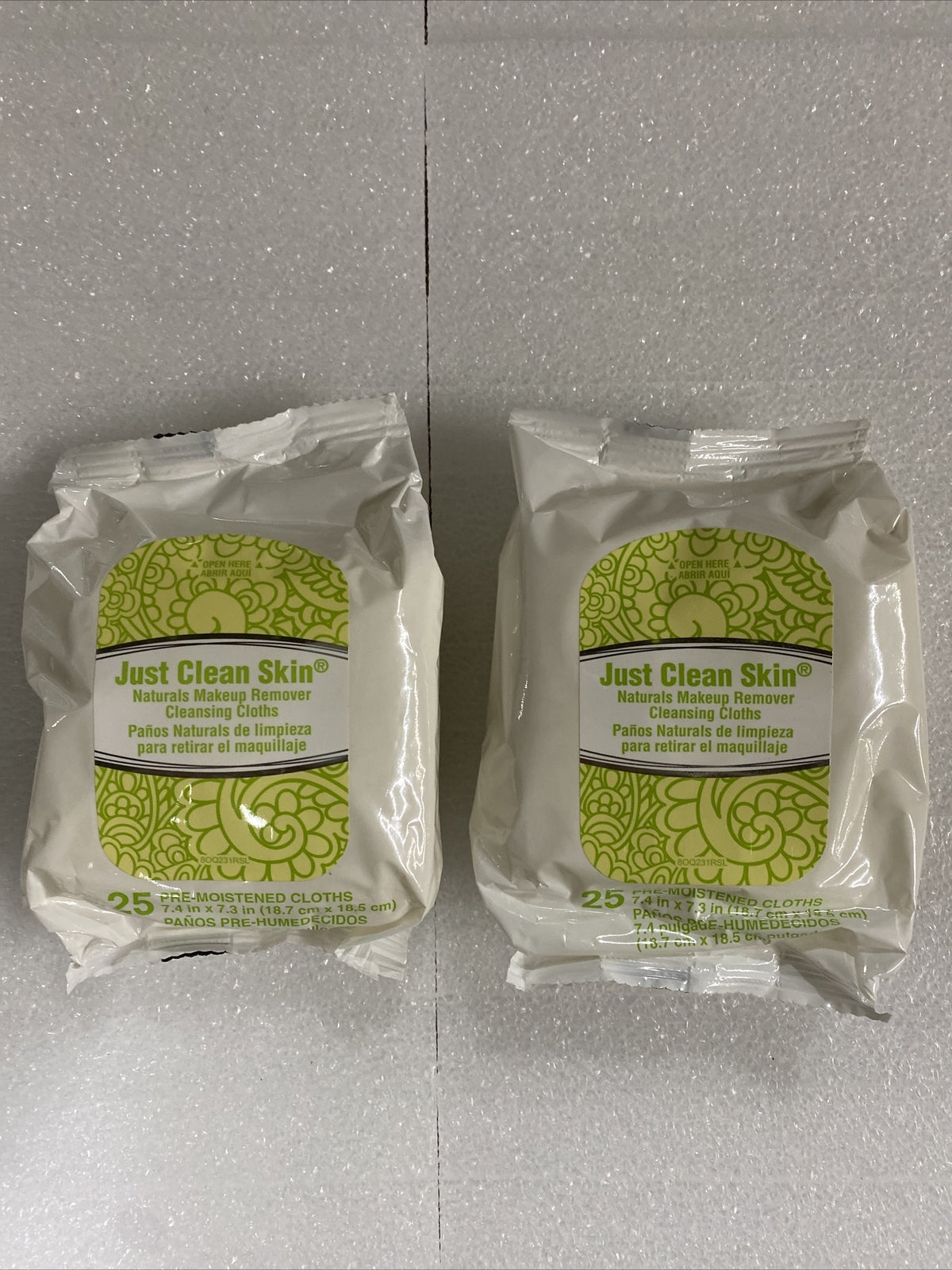 Makeup Remover Cleansing Cloths - Natural Face Wipes, Lot of 2