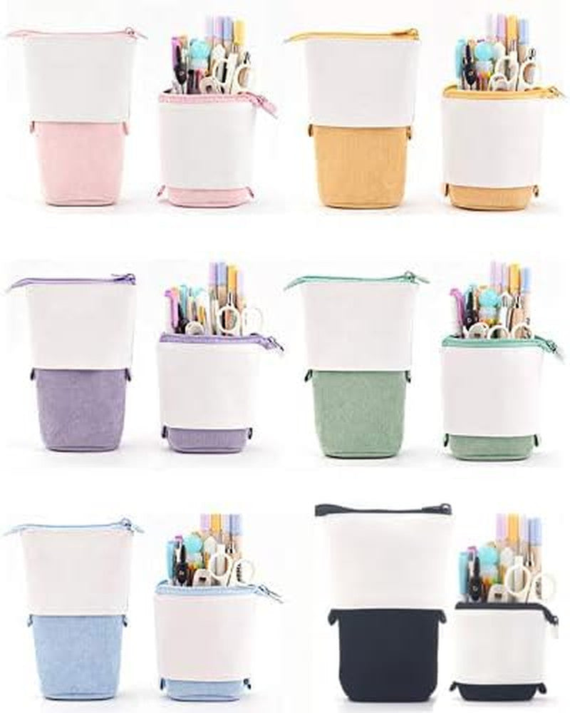 Telescopic Pencil Bag Pen Holder Stationery Case - PU Corduroy Stand-Up Organizer