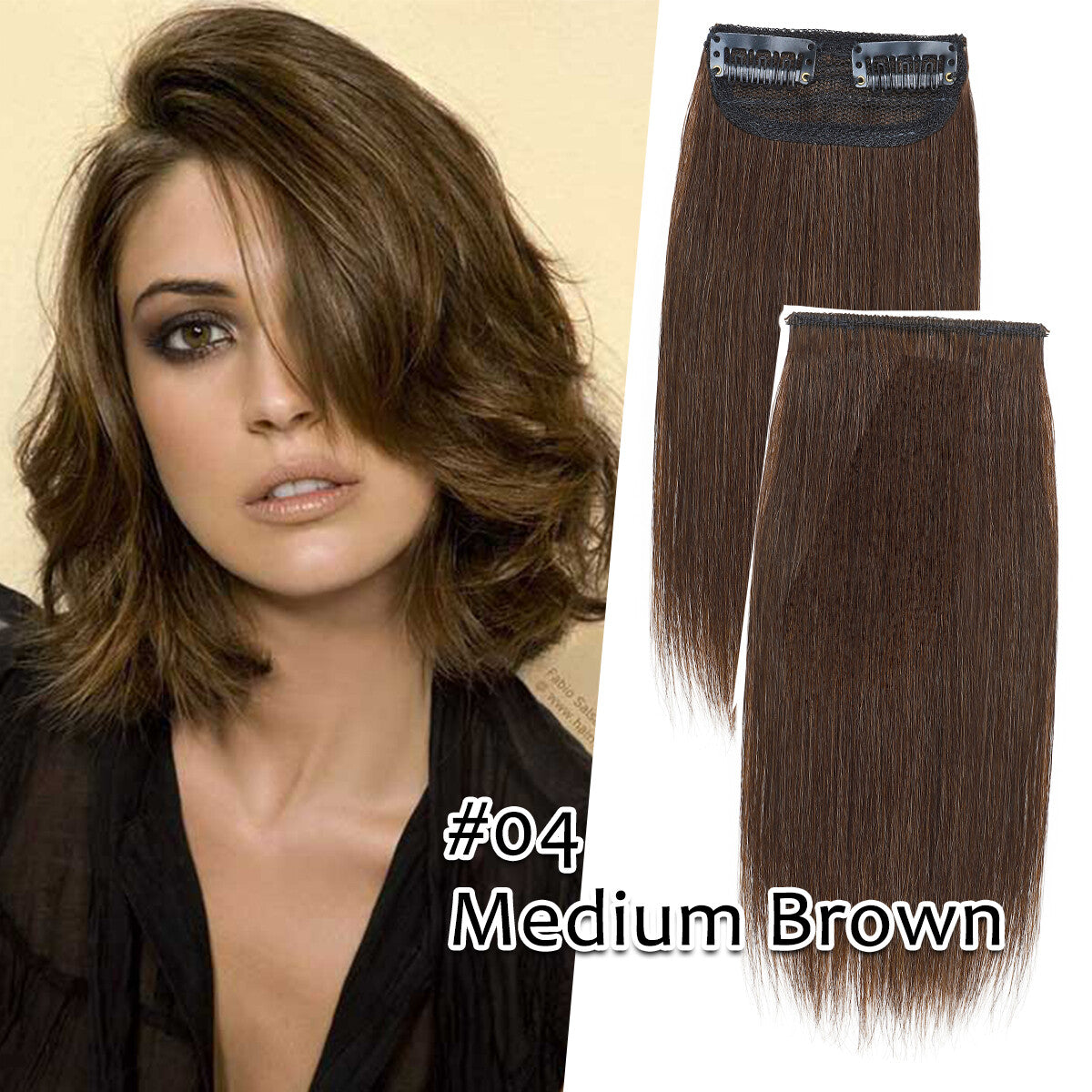 Clip-In Hair Extensions Remy Human Hair Short Pad Topper - Natural Black to Blonde