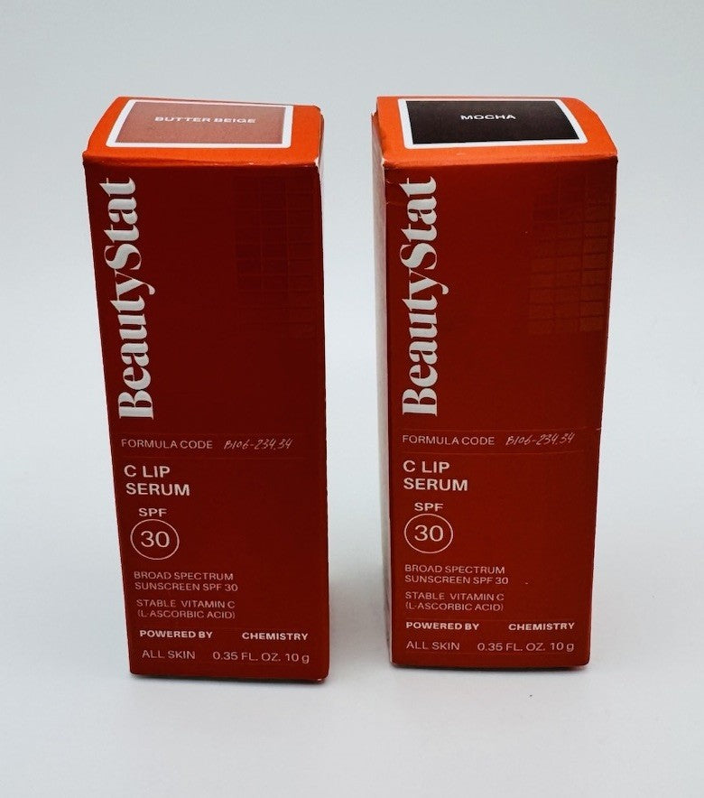 Lip Serum SPF 30 with Hydrating & Brightening Shades - Mocha & Butter Beige - 0.35 Fl Oz Lot of 2