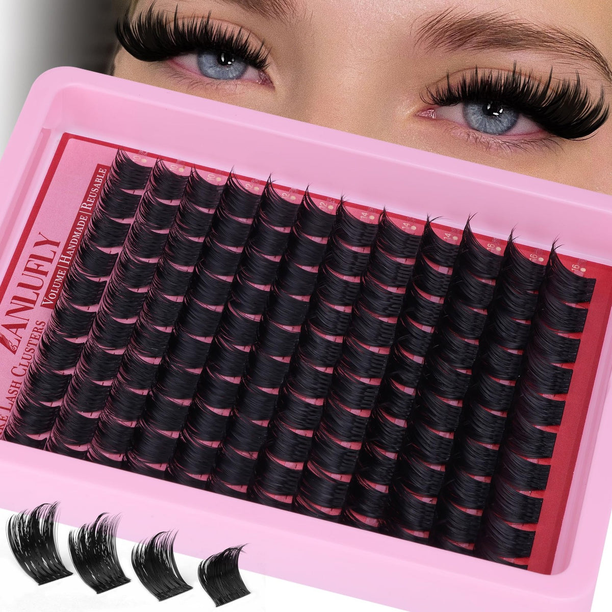 Volume Spiky Eyelash Clusters 120 Pcs Thick Black Faux-Mink False Lashes