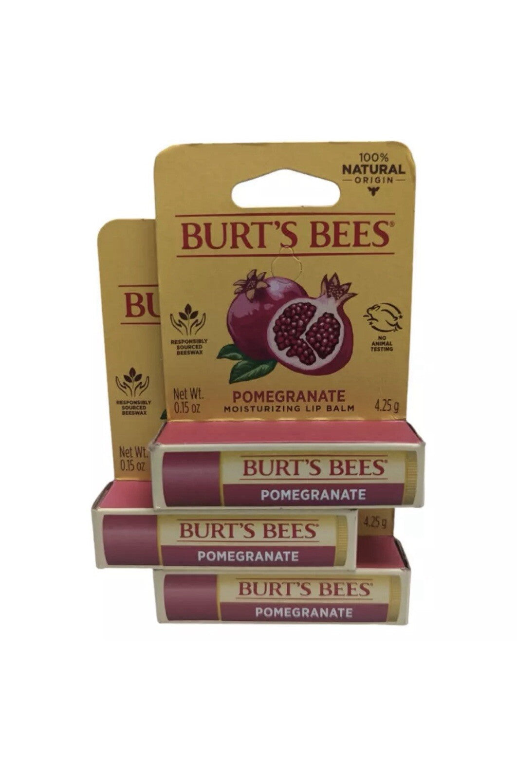 3-Pack Burt's Bees Natural Lip Balm with Pomegranate, 0.15oz