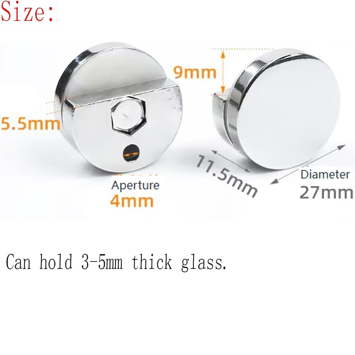 Zinc Alloy Wall-Mounted Mirror Clips Set - Round Glass Support Brackets for Bathroom and Home