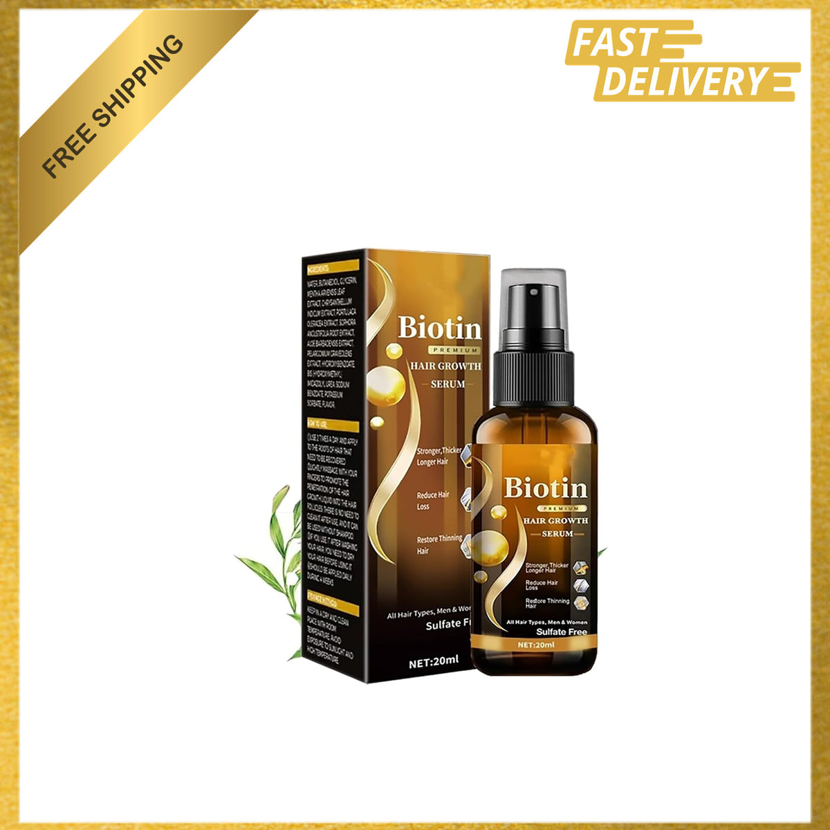 Biotin Hair Growth Serum, Spray, Ginseng Root Extract, Ginger