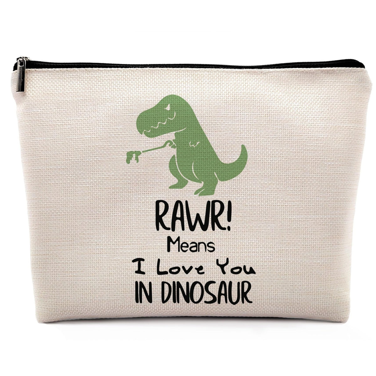 Dinosaur Cosmetic Bag - Funny I Love You RAWR Makeup Pouch Travel Organizer