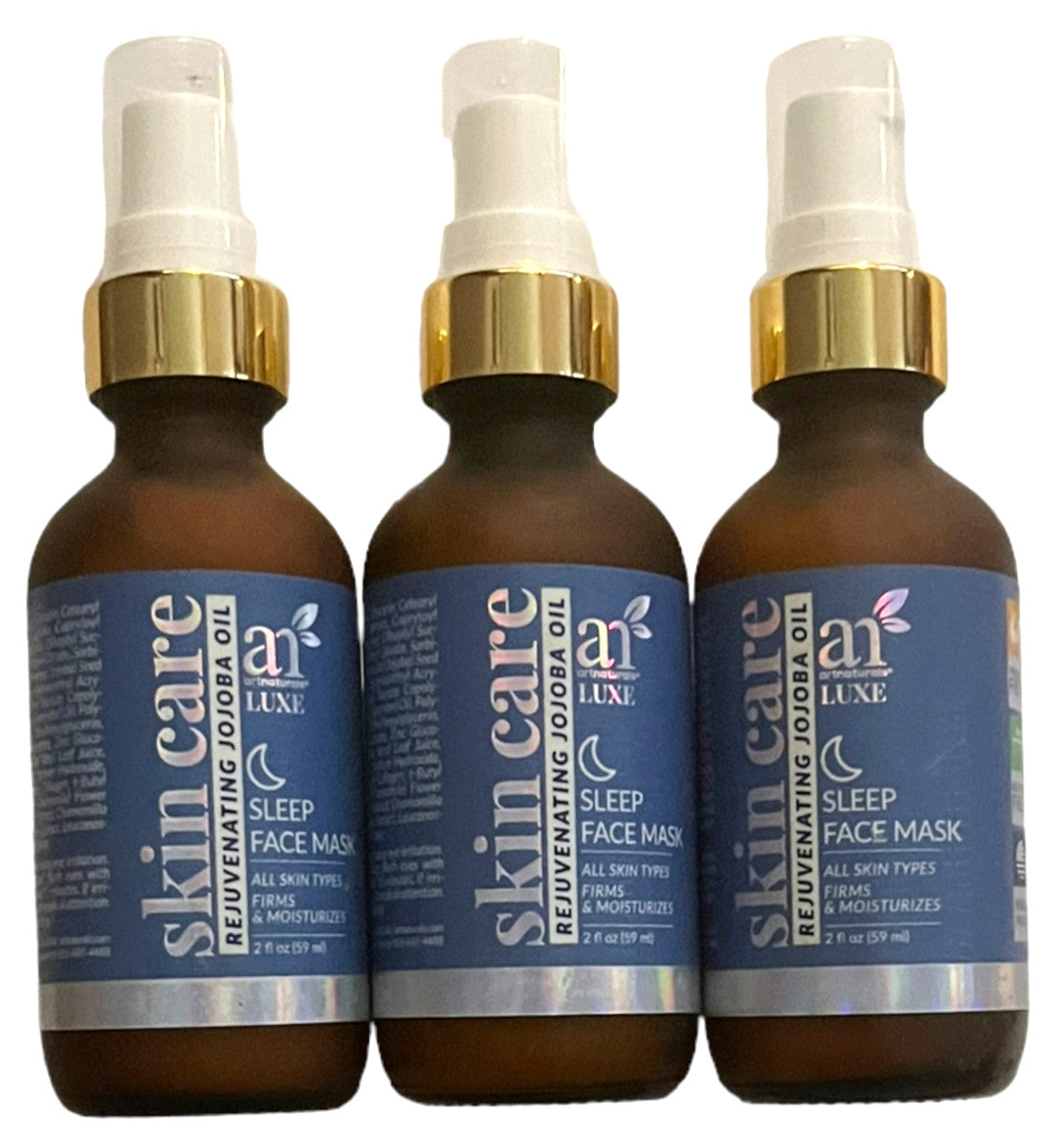 Jojoba Oil Sleep Mask - Rejuvenating Skin Care Treatment - 2oz, Pack of 3