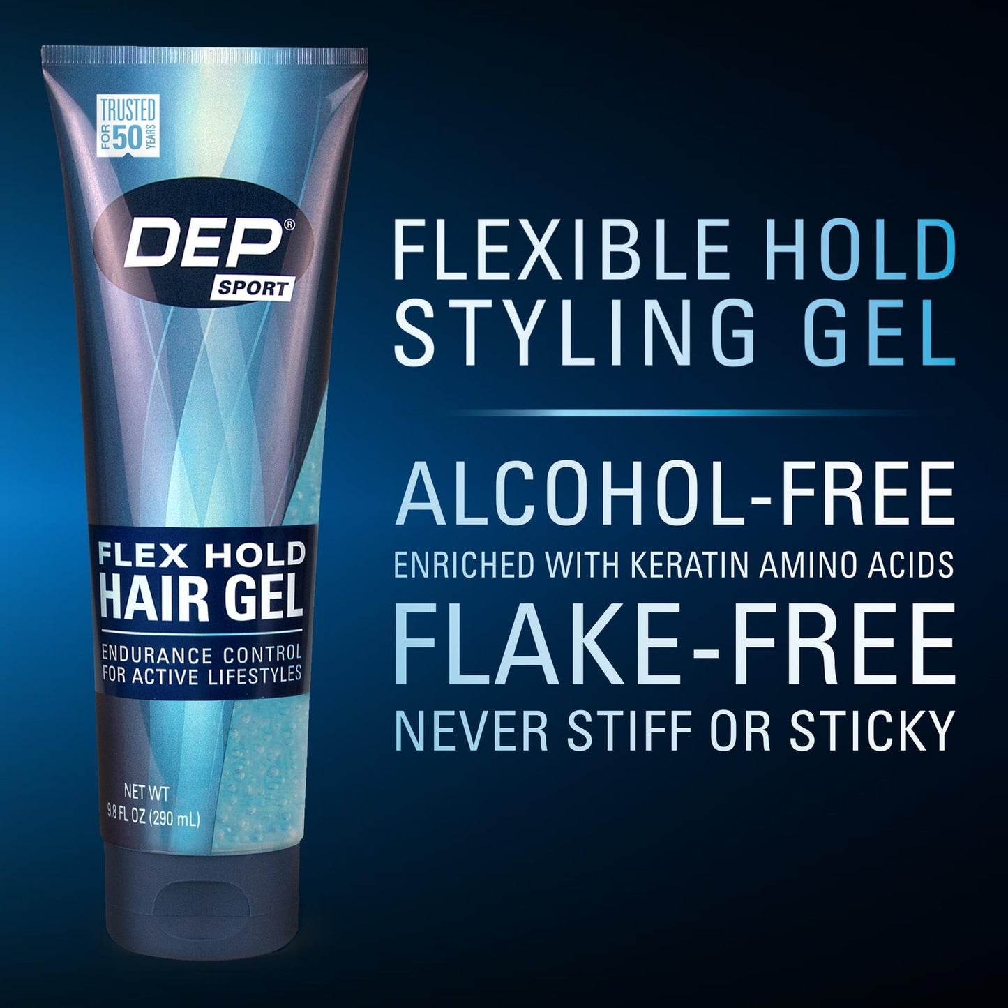 Flex Hold Hair Gel 9.8oz - Strong Hold, Hydrating with Keratin Amino Acids