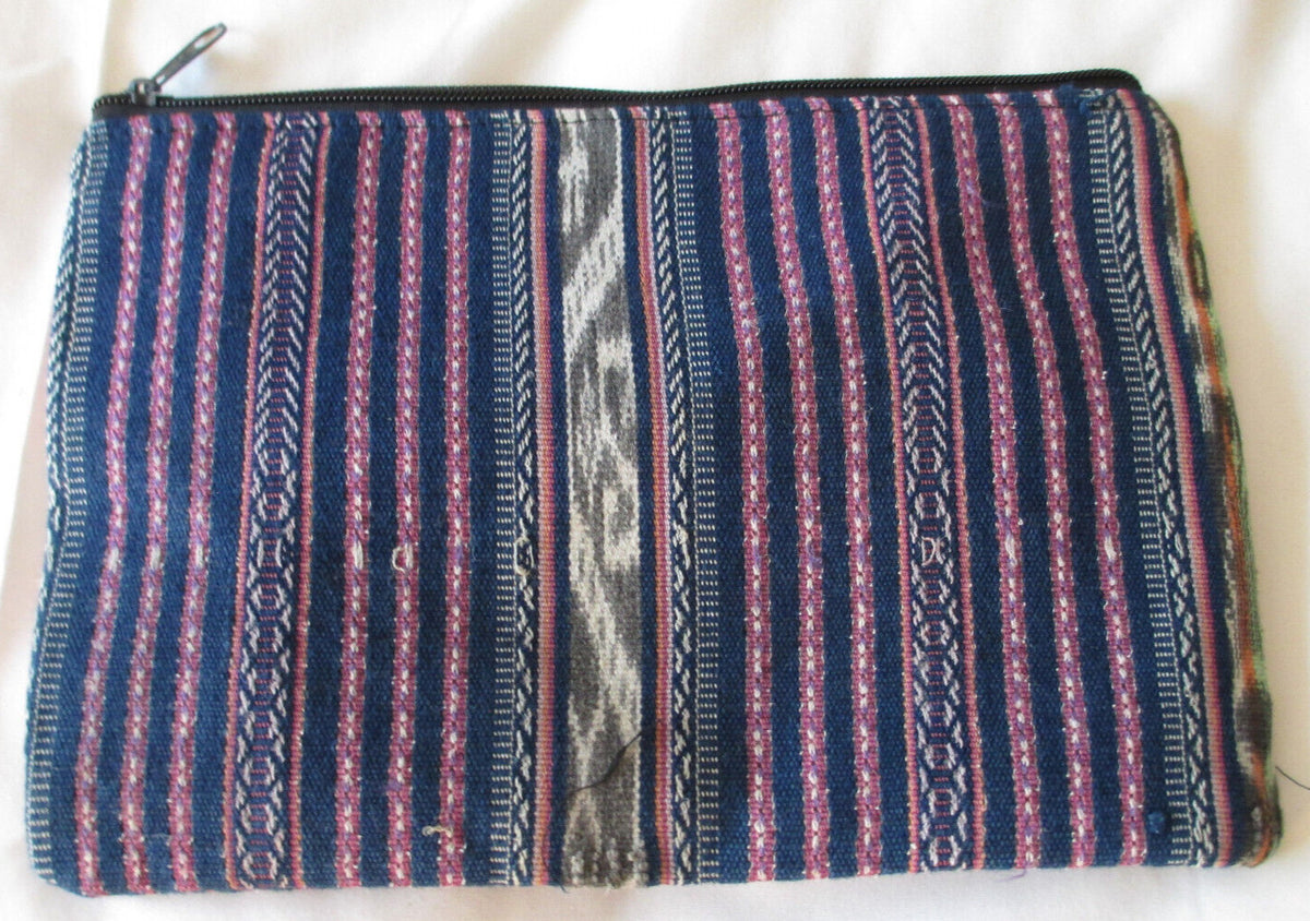 Guatemala Hand Made Huipil Wallet with Geometric Zipper Design - Indigenous Art