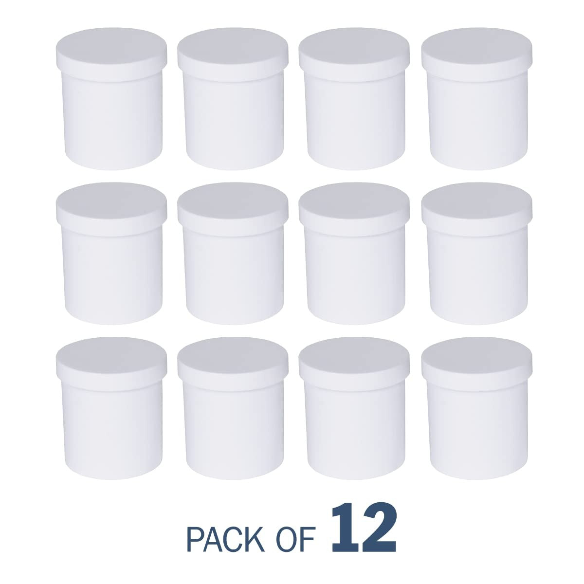 Leak-Proof 16oz Cream and Balm Jars - Pack of 12 White Storage Containers