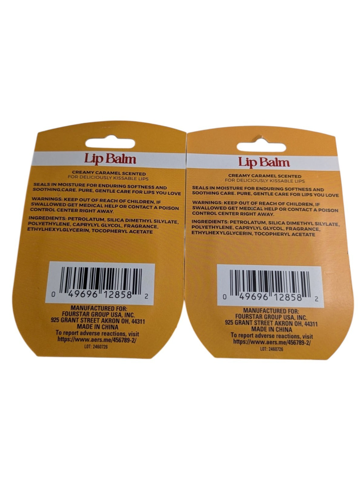 4-Pack Lip Balm Set - Creamy Caramel Scented Moisturizer for Lips