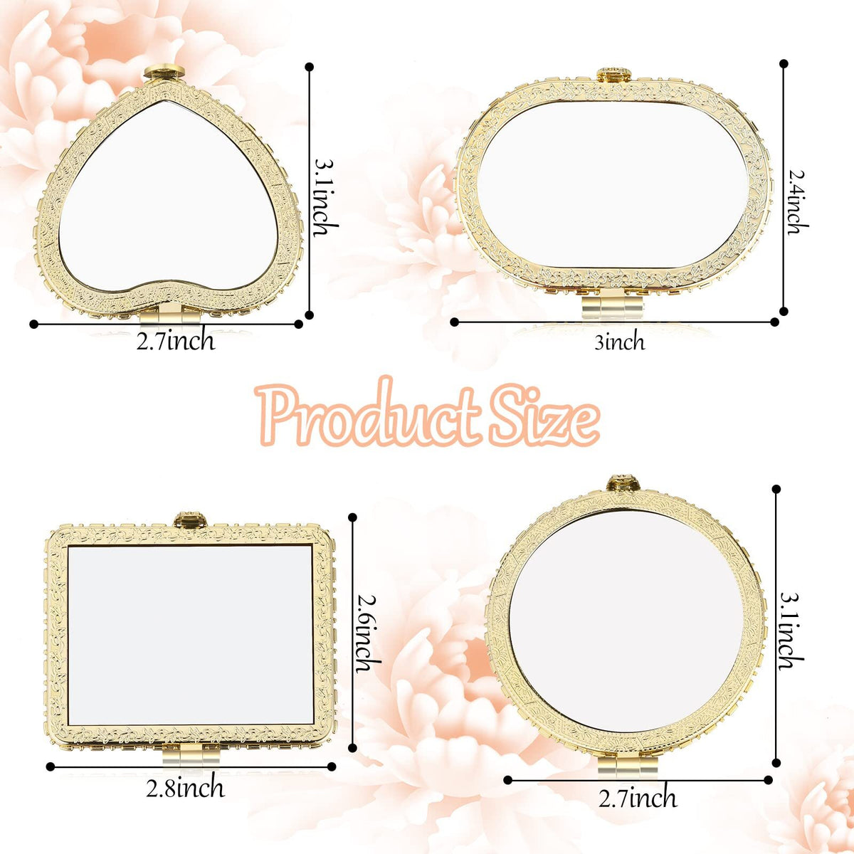 16 Pack Floral Pocket Compact Mirrors - Travel & Purse Makeup Mirrors