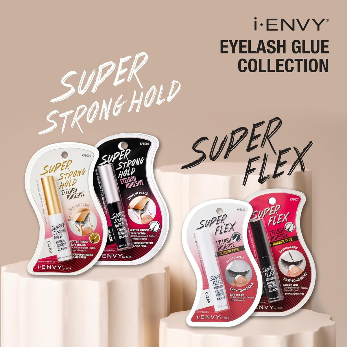 Super Strong Hold Eyelash Adhesive Black Latex-Free Waterproof 48H
