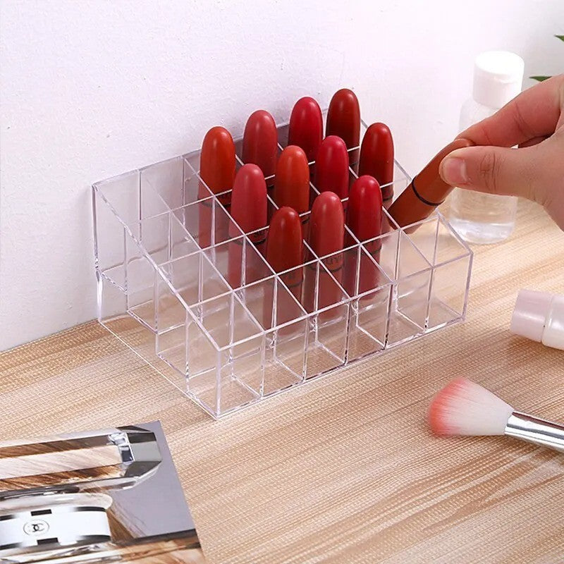 24 Slot Acrylic Lipstick Organizer Makeup Storage Case Stand