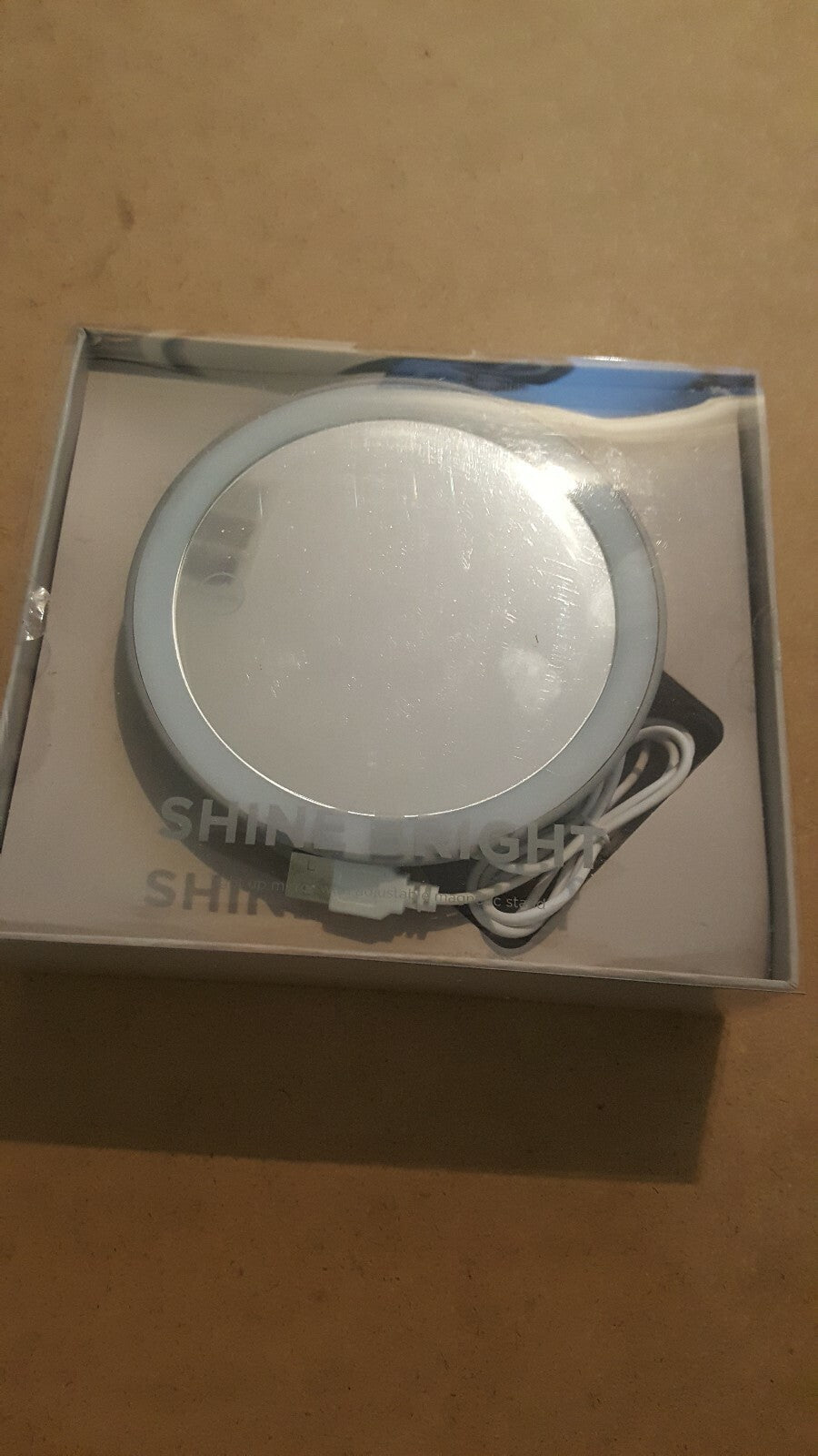 Rechargeable Light-Up Makeup Mirror with Magnetic Base - 6 Inch Grey