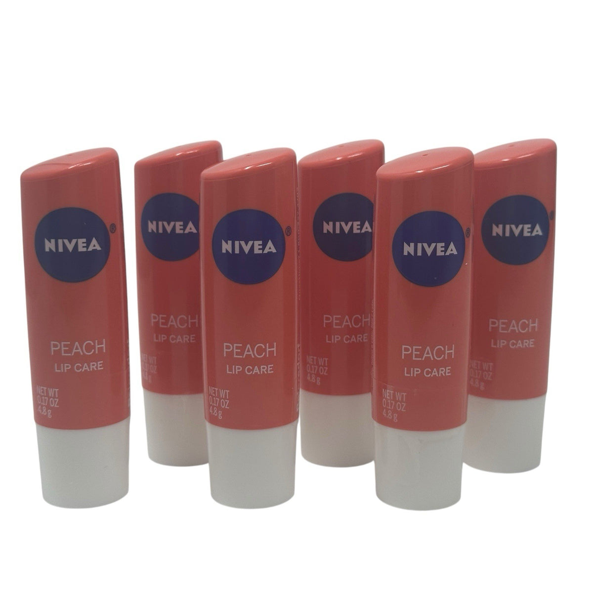 Set of 6 NIVEA Peach Lip Care Tubes - Discontinued Formula, 0.17 oz each