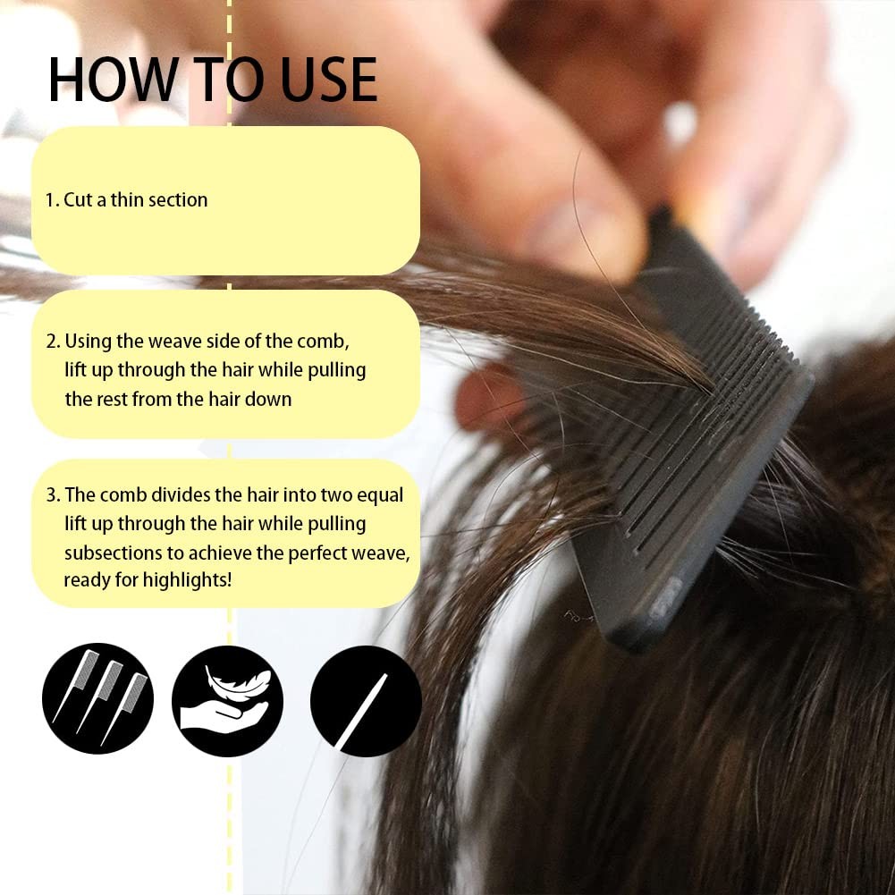 Professional Hair Dyeing Comb Set - Highlight & Styling Combs with Black