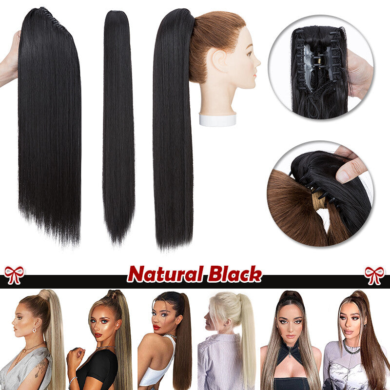 30-Inch Fluffy Ponytail Hair Extension with Claw Clip - Straight & Wave Styles