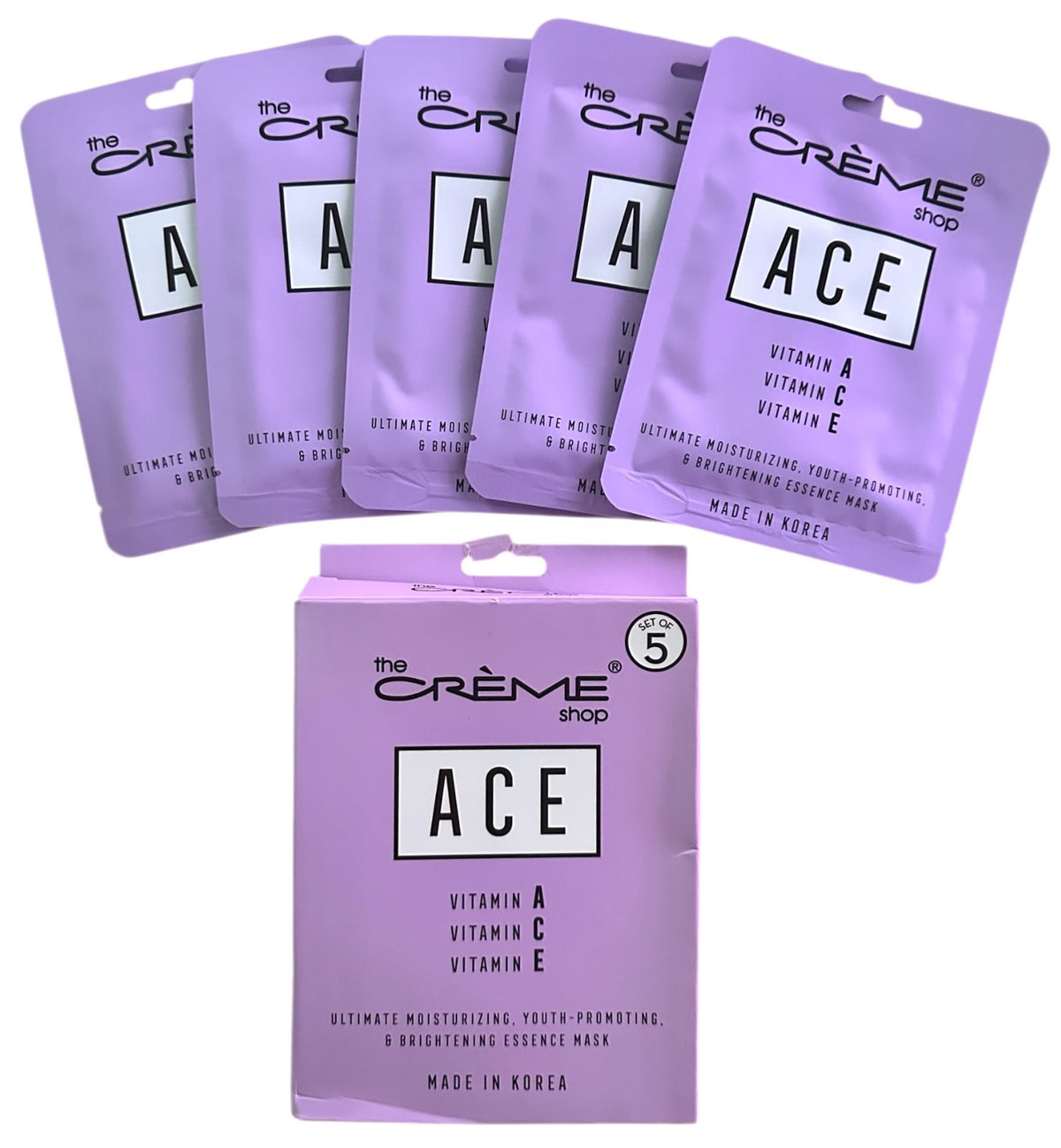 Vitamin A C E Sheet Masks 5-Pack - Brightening & Moisturizing